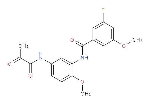 3-fluoro-5-methoxy-N-(2-methoxy-5-(2-oxopropanamido)phenyl)benzamide