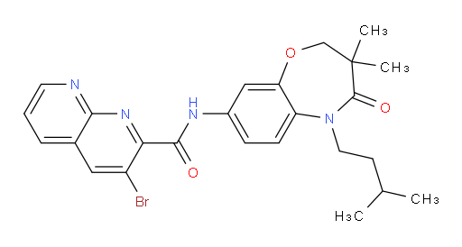 3-bromo-N-(5-isopentyl-3,3-dimethyl-4-oxo-2,3,4,5-tetrahydrobenzo[b][1,4]oxazepin-8-yl)-1,8-naphthyridine-2-carboxamide