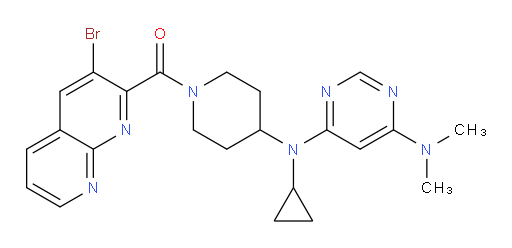 (3-bromo-1,8-naphthyridin-2-yl)(4-(cyclopropyl(6-(dimethylamino)pyrimidin-4-yl)amino)piperidin-1-yl)methanone