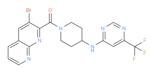 (3-bromo-1,8-naphthyridin-2-yl)(4-((6-(trifluoromethyl)pyrimidin-4-yl)amino)piperidin-1-yl)methanone