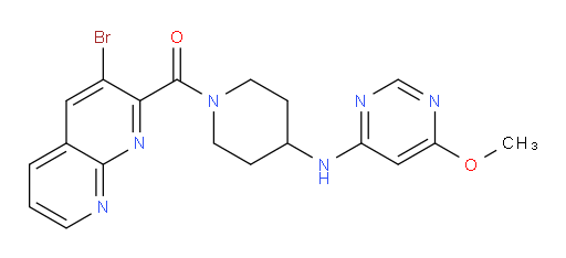 (3-bromo-1,8-naphthyridin-2-yl)(4-((6-methoxypyrimidin-4-yl)amino)piperidin-1-yl)methanone