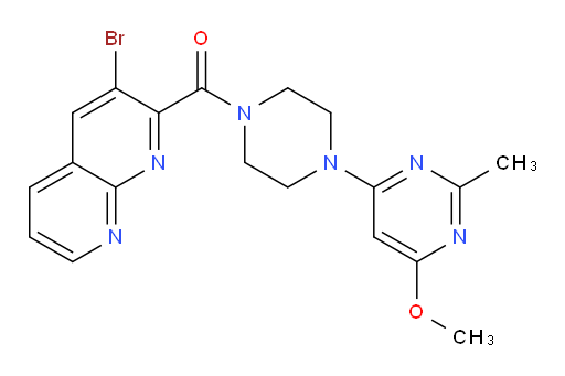 (3-bromo-1,8-naphthyridin-2-yl)(4-(6-methoxy-2-methylpyrimidin-4-yl)piperazin-1-yl)methanone