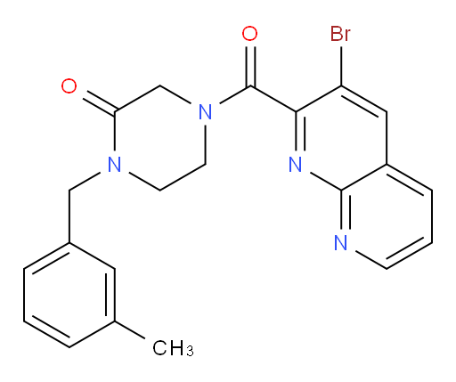 4-(3-bromo-1,8-naphthyridine-2-carbonyl)-1-(3-methylbenzyl)piperazin-2-one