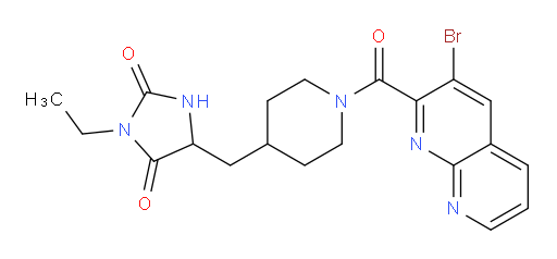 5-((1-(3-bromo-1,8-naphthyridine-2-carbonyl)piperidin-4-yl)methyl)-3-ethylimidazolidine-2,4-dione