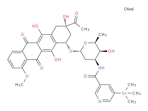 N-((2S,3S,4S,6R)-6-(((1S,3S)-3-acetyl-3,5,12-trihydroxy-10-methoxy-6,11-dioxo-1,2,3,4,6,11-hexahydrotetracen-1-yl)oxy)-3-hydroxy-2-methyltetrahydro-2H-pyran-4-yl)-5-(trimethylstannyl)nicotinamide