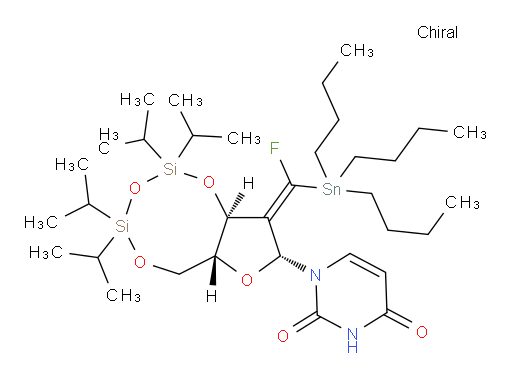1-((6aR,8R,9aS,Z)-9-(fluoro(tributylstannyl)methylene)-2,2,4,4-tetraisopropyltetrahydro-6H-furo[3,2-f][1,3,5,2,4]trioxadisilocin-8-yl)pyrimidine-2,4(1H,3H)-dione