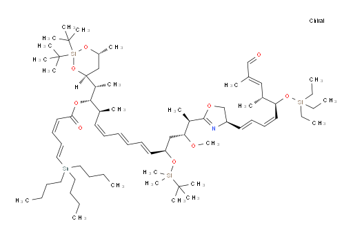 (2Z,4E)-(2R,3S,4S,5Z,7E,9E,11R,13R,14R)-11-((tert-butyldimethylsilyl)oxy)-2-((4S,6R)-2,2-di-tert-butyl-6-methyl-1,3,2-dioxasilinan-4-yl)-14-((R)-4-((1E,3Z,5S,6R,7E)-6,8-dimethyl-9-oxo-5-((triethylsilyl)oxy)nona-1,3,7-trien-1-yl)-4,5-dihydrooxazol-2-yl)-13-methoxy-4-methylpentadeca-5,7,9-trien-3-yl 5-(tributylstannyl)penta-2,4-dienoate