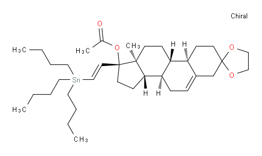 (8R,9S,10R,13S,14S,17R)-13-methyl-17-((E)-2-(tributylstannyl)vinyl)-1,2,4,7,8,9,10,11,12,13,14,15,16,17-tetradecahydrospiro[cyclopenta[a]phenanthrene-3,2'-[1,3]dioxolan]-17-yl acetate