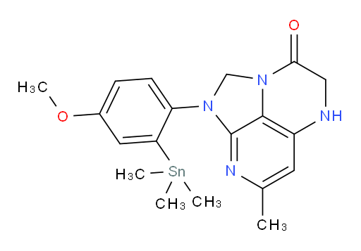 1-(4-methoxy-2-(trimethylstannyl)phenyl)-7-methyl-4,5-dihydro-1H-1,2a,5,8-tetraazaacenaphthylen-3(2H)-one