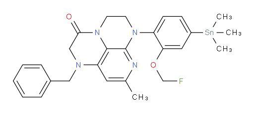 1-benzyl-6-(2-(fluoromethoxy)-4-(trimethylstannyl)phenyl)-8-methyl-1,2,5,6-tetrahydro-1,3a,6,7-tetraazaphenalen-3(4H)-one