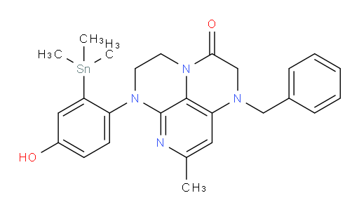 1-benzyl-6-(4-hydroxy-2-(trimethylstannyl)phenyl)-8-methyl-1,2,5,6-tetrahydro-1,3a,6,7-tetraazaphenalen-3(4H)-one