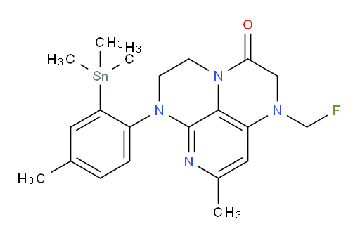 1-(fluoromethyl)-8-methyl-6-(4-methyl-2-(trimethylstannyl)phenyl)-1,2,5,6-tetrahydro-1,3a,6,7-tetraazaphenalen-3(4H)-one