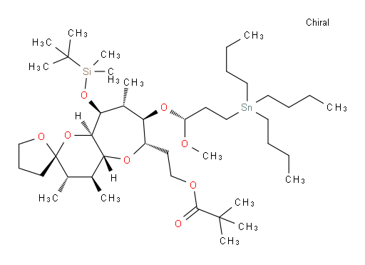 2-((2R,3'S,4'S,4a'R,6'S,7'R,8'R,9'S,9a'R)-9'-((tert-butyldimethylsilyl)oxy)-7'-((R)-1-methoxy-3-(tributylstannyl)propoxy)-3',4',8'-trimethyldecahydro-3H-spiro[furan-2,2'-pyrano[3,2-b]oxepin]-6'-yl)ethyl pivalate