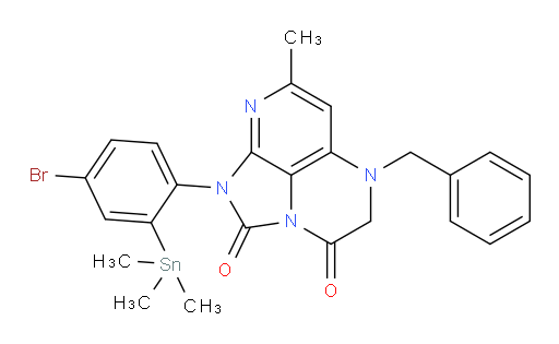 5-benzyl-1-(4-bromo-2-(trimethylstannyl)phenyl)-7-methyl-4,5-dihydro-1H-1,2a,5,8-tetraazaacenaphthylene-2,3-dione