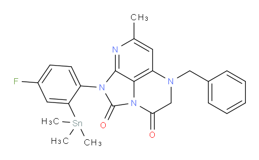5-benzyl-1-(4-fluoro-2-(trimethylstannyl)phenyl)-7-methyl-4,5-dihydro-1H-1,2a,5,8-tetraazaacenaphthylene-2,3-dione