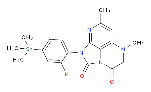1-(2-fluoro-4-(trimethylstannyl)phenyl)-5,7-dimethyl-4,5-dihydro-1H-1,2a,5,8-tetraazaacenaphthylene-2,3-dione