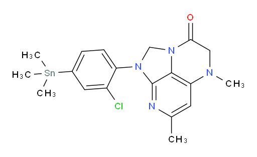 1-(2-chloro-4-(trimethylstannyl)phenyl)-5,7-dimethyl-4,5-dihydro-1H-1,2a,5,8-tetraazaacenaphthylen-3(2H)-one