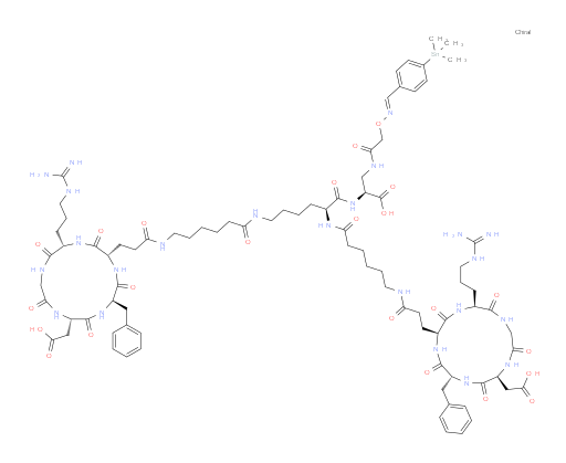 2,2'-((2S,2'S,5R,5'R,8S,8'S,11S,11'S)-8,8'-((S)-12-(((S)-1-carboxy-2-(2-(((E)-(4-(trimethylstannyl)benzylidene)amino)oxy)acetamido)ethyl)carbamoyl)-3,10,18,25-tetraoxo-4,11,17,24-tetraazaheptacosane-1,27-diyl)bis(5-benzyl-11-(3-guanidinopropyl)-3,6,9,12,15-pentaoxo-1,4,7,10,13-pentaazacyclopentadecane-8,2-diyl))diacetic acid