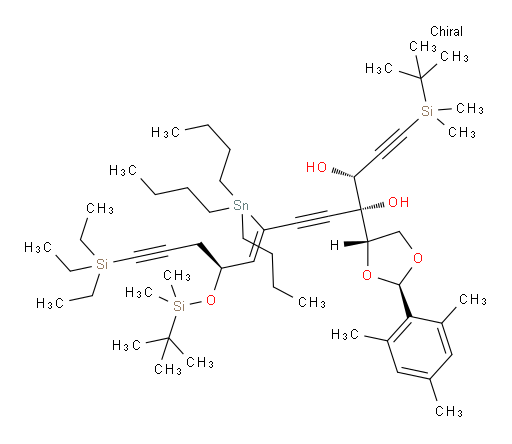 (3R,4R,9S,Z)-1-(tert-butyldimethylsilyl)-9-((tert-butyldimethylsilyl)oxy)-4-((2R,4S)-2-mesityl-1,3-dioxolan-4-yl)-7-(tributylstannyl)-12-(triethylsilyl)dodeca-7-en-1,5,11-triyne-3,4-diol