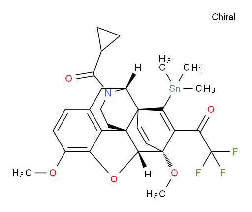 1-((4R,4aS,7R,7aR,12bR)-3-(cyclopropanecarbonyl)-7,9-dimethoxy-5-(trimethylstannyl)-1,2,3,4,7,7a-hexahydro-4a,7-etheno-4,12-methanobenzofuro[3,2-e]isoquinolin-6-yl)-2,2,2-trifluoroethanone
