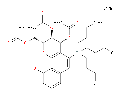 (2R,3S,4R)-2-(acetoxymethyl)-5-((E)-2-(3-hydroxyphenyl)-1-(tributylstannyl)vinyl)-3,4-dihydro-2H-pyran-3,4-diyl diacetate