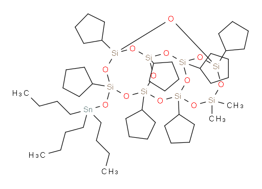 1,3,5,7,9,11,15-heptacyclopentyl-13,13-dimethyl-7-((tributylstannyl)oxy)-2,4,6,8,10,12,14,16,17,18,19-undecaoxa-1,3,5,7,9,11,13,15-octasilatetracyclo[9.5.1.13,9.15,15]nonadecane