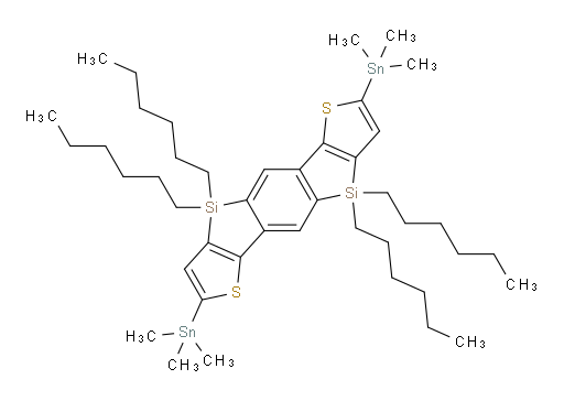 4,4,9,9-Tetrahexyl-4,9-dihydro-2,7-bis(trimethylstannyl)benzo[1′′,2′′:4,5;4′′,5′′:4′,5′]bissilolo[3,2-b:3′,2′-b′]dithiophene