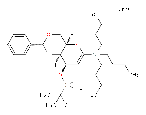 tert-butyldimethyl(((2R,4aR,8R,8aS)-2-phenyl-6-(tributylstannyl)-4,4a,8,8a-tetrahydropyrano[3,2-d][1,3]dioxin-8-yl)oxy)silane