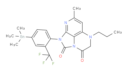 7-methyl-5-propyl-1-(2-(trifluoromethyl)-4-(trimethylstannyl)phenyl)-4,5-dihydro-1H-1,2a,5,8-tetraazaacenaphthylene-2,3-dione