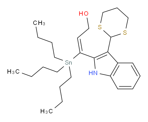 (E)-3-(3-(1,3-二硫杂环己烷-2-基)-1H-吲哚-2-基)-3-(三丁基锡基)丙-2-烯-1-醇