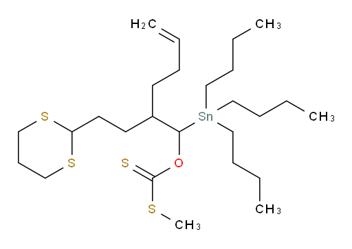 O-(2-(2-(1,3-二硫杂环己烷-2-基)乙基)-1-(三丁基锡基)己-5-烯-1-基) S-甲基 二硫代甲酸酯