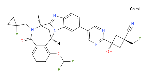 (1R,3r)-3-(5-((7R,14R)-1-(difluoromethoxy)-6-((1-fluorocyclopropyl)methyl)-5-oxo-5,6,7,14-tetrahydro-7,14-methanobenzo[f]benzo[4,5]imidazo[1,2-a][1,4]diazocin-11-yl)pyrimidin-2-yl)-1-(fluoromethyl)-3-hydroxycyclobutanecarbonitrile