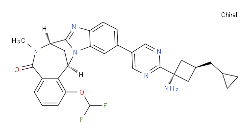 (7R,14R)-11-(2-((1s,3R)-1-amino-3-(cyclopropylmethyl)cyclobutyl)pyrimidin-5-yl)-1-(difluoromethoxy)-6-methyl-6,7-dihydro-7,14-methanobenzo[f]benzo[4,5]imidazo[1,2-a][1,4]diazocin-5(14H)-one