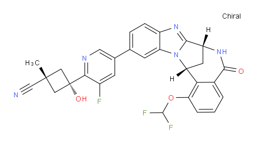 cis-3-[5-[(7R,14R)-1-(Difluoromethoxy)-5,6,7,14-tetrahydro-5-oxo-7,14-methanobenzimidazo[1,2-b][2,5]benzodiazocin-11-yl]-3-fluoropyridin-2-yl]-3-hydroxy-1-methylcyclobutane-carbonitrile