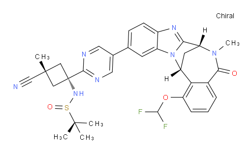 [S(R)]-N-[cis-3-cyano-1-[5-[(7R,14R)-1-(difluoromethoxy)-5,6,7,14-tetrahydro-6-methyl-5-oxo-7,14-methanobenzimidazo[1,2-b][2,5]benzodiazocin-11-yl]pyrimidin-2-yl]-3-methylcyclobutyl]-2-methyl-2-Propanesulfinamide