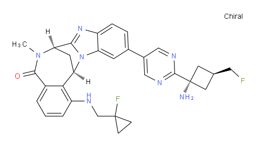 (7R,14R)-11-[2-[trans-1-amino-3-(fluoromethyl)cyclobutyl]pyrimidin-5-yl]-1-[[(1-fluoro-cyclopropyl)methyl]amino]-6,7-dihydro-6-methyl-7,14-Methanobenzimidazo[1,2-b][2,5]benzodiazocin-5(14H)--one