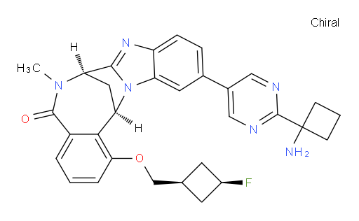 (7R,14R)-11-[2-(1-aminocyclobutyl)-pyrimidin-5-yl]-1-[(cis-3-fluoro-cyclobutyl)methoxy]-6,7-dihydro-6-methyl-7,14-Methanobenzimidazo[1,2-b][2,5]benzodiazocin-5(14H)--one