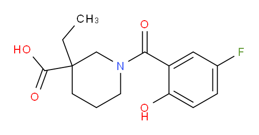 3-ethyl-1-(5-fluoro-2-hydroxybenzoyl)piperidine-3-carboxylic acid