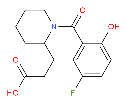 3-(1-(5-fluoro-2-hydroxybenzoyl)piperidin-2-yl)propanoic acid