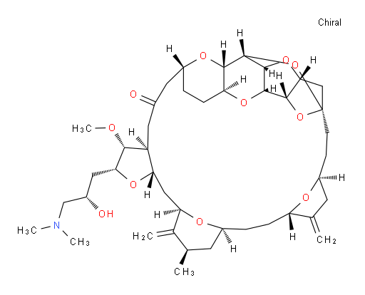 11,15:18,21:24,28-Triepoxy-7,9-ethano-12,15-methano-9H,15H-furo[3,2-i]furo[2′,3′:5,6]pyrano[4,3-b][1,4]dioxacyclopentacosin-5(4H)-one, 2-[(2S)-3-(dimethylamino)-2-hydroxypropyl]hexacosahydro-3-methoxy-26-methyl-20,27-bis(methylene)-, (2R,3R,3aS,7R,8aS,9S,10aR,11S,12R,13aR,13bS,15S,18S,21S,24S,26R,28R,29aS)- (9CI)