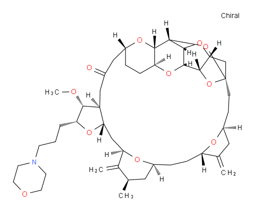 (2R,3R,3aS,7R,8aS,9S,10aR,11S,12R,13aR,13bS,15S,18S,21S,24S,26R,28R,29aS)-Hexacosahydro-3-methoxy-26-methyl-20,27-bis(methylene)-2-[3-(4-morpholinyl)propyl]-11,15:18,21:24,28-triepoxy-7,9-ethano-12,15-methano-9H,15H-furo[3,2-i]furo[2′,3′:5,6]pyrano[4,3-b][1,4]dioxacyclopentacosin-5(4H)-one (ACI)
