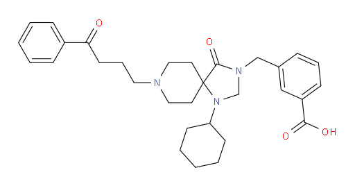 3-[[1-Cyclohexyl-4-oxo-8-(4-oxo-4-phenylbutyl)-1,3,8-triazaspiro[4.5]dec-3-yl]methyl]benzoic acid (ACI)