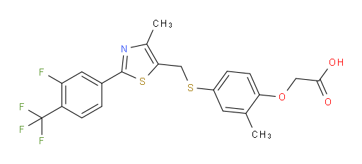 2-[4-[[[2-[3-Fluoro-4-(trifluoromethyl)phenyl]-4-methyl-5-thiazolyl]methyl]thio]-2-methylphenoxy]acetic acid (ACI)