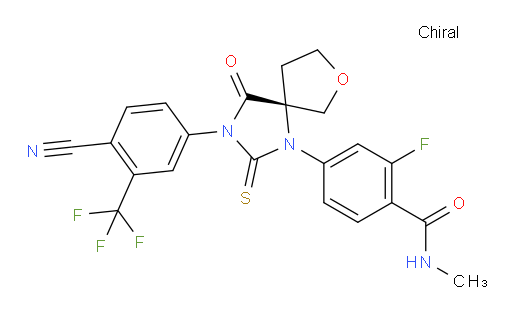 4-[(5R)-3-[4-Cyano-3-(trifluoromethyl)phenyl]-4-oxo-2-thioxo-7-oxa-1,3-diazaspiro[4.4]non-1-yl]-2-fluoro-N-methylbenzamide (ACI)