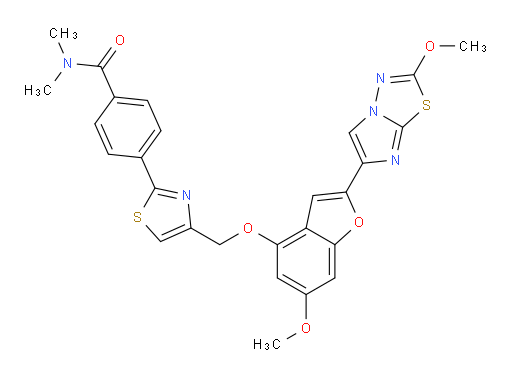4-[4-[[[6-Methoxy-2-(2-methoxyimidazo[2,1-b]-1,3,4-thiadiazol-6-yl)-4-benzofuranyl]oxy]methyl]-2-thiazolyl]-N,N-dimethylbenzamide (ACI)