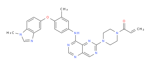 1-[4-[8-[[3-Methyl-4-[(1-methyl-1H-benzimidazol-5-yl)oxy]phenyl]amino]pyrimido[5,4-d]pyrimidin-2-yl]-1-piperazinyl]-2-propen-1-one (ACI)