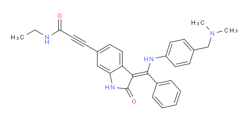 3-[3-[[[4-[(Dimethylamino)methyl]phenyl]amino]phenylmethylene]-2,3-dihydro-2-oxo-1H-indol-6-yl]-N-ethyl-2-propynamide (ACI)