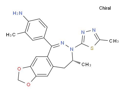 4-[(8R)-8,9-Dihydro-8-methyl-7-(5-methyl-1,3,4-thiadiazol-2-yl)-7H-1,3-dioxolo[4,5-h][2,3]benzodiazepin-5-yl]-2-methylbenzenamine (ACI)