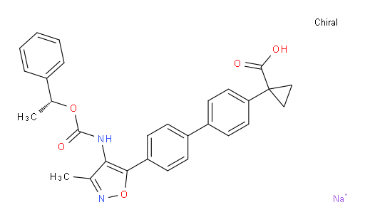 Cyclopropanecarboxylic acid, 1-[4′-[3-methyl-4-[[[(1R)-1-phenylethoxy]carbonyl]amino]-5-isoxazolyl][1,1′-biphenyl]-4-yl]-, sodium salt (1:1) (ACI)