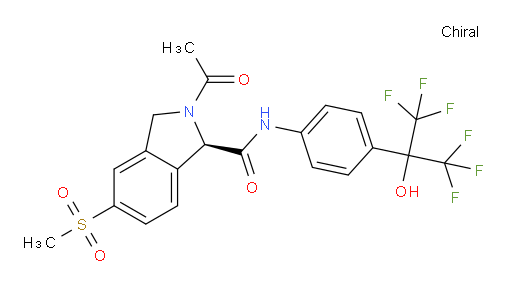 (1R)-2-Acetyl-2,3-dihydro-5-(methylsulfonyl)-N-[4-[2,2,2-trifluoro-1-hydroxy-1-(trifluoromethyl)ethyl]phenyl]-1H-isoindole-1-carboxamide (ACI)